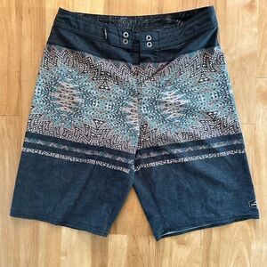 O'Neill Geometric Dark Grey, Peach and Teal Shorts